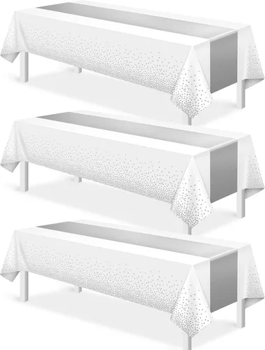 Vista 10 de MASHAN 1 mantel negro y azul para decoración de fiesta, mantel de plástico negro impreso azul, funda rectangular desechable para cumpleaños, boda