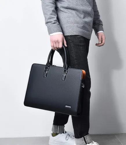 Vista 2 de FSDWG Bolsa de negocios de cuero para portátil de hombro