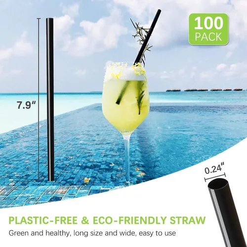Vista 7 de 100 popotes desechables de ácido poliláctico sin plástico, pajitas biodegradables a base de plantas de maíz, sin BPA, compostables, pajitas