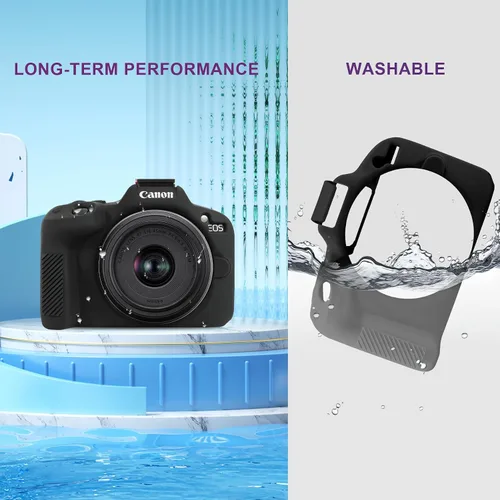 Vista 6 de BOVKE Funda protectora de silicona para cámara Canon EOS R50 sin espejo, funda suave para cámara Canon EOS R50, funda de video para vlogging, funda