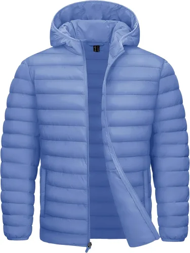 Vista 14 de TACVASEN Chaqueta Puffer Ligera para Hombre con Capucha Resistente al Agua a Prueba de Viento Chaqueta Aislante Acolchada con Forro Abrigos