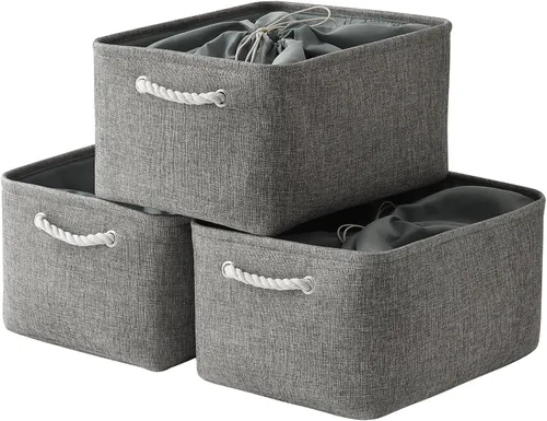 Vista 36 de TheWarmHome Contenedores de almacenamiento para estantes, tamaño mediano, 3 unidades, 13.8 pulgadas de largo x 9.8 pulgadas de ancho x 6.7 pulgadas