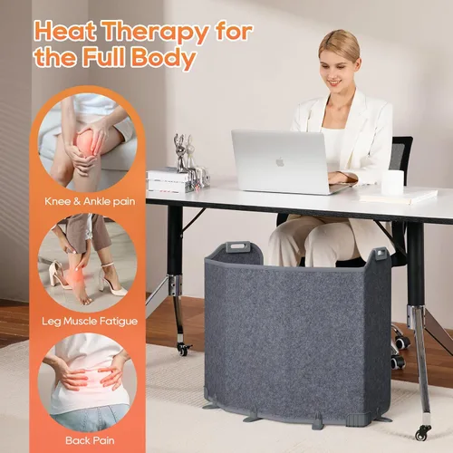 Vista 7 de Calentador para debajo del escritorio para oficina, calentador de pies plegable para debajo del escritorio con temporizador de 12 horas y 8 niveles