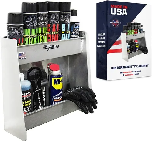 Vista 7 de Pit Posse 604Bk Black Junior Variety Shelf Storage Aluminum Cabinet Enclosed Cargo Race Trailer Shop Garage Accessory-Made in USA