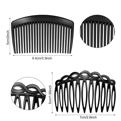 Vista 2 de 24 piezas de accesorios para peine de pelo para mujer, peines laterales franceses, clips decorativos de plástico con 11/23 dientes, clip de velo