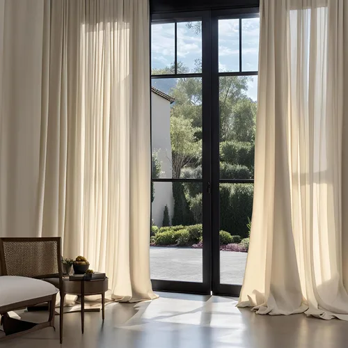Vista 27 de Cortinas de lino sintético, 2 paneles de 50 pulgadas de ancho (tamaño personalizado, para pedidos personalizados), 17 opciones