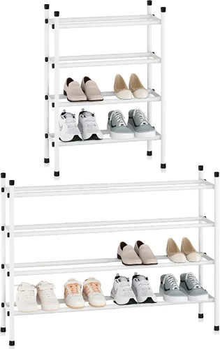 Vista 15 de STORAGE MANIAC - Estante de zapatos ampliable, 4 pares, pequeño estante de zapatos apilable, organizador de zapatos ajustable de metal para armario