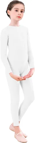 Vista 17 de Unitardo de cuerpo entero con manga larga para niñas, de una pieza, para gimnasia y baile, de licra, para niños Negro