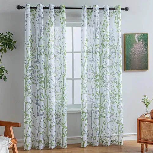 Vista 12 de Luvyohmee - Cortinas blancas y grises de 63 pulgadas de largo, 2 paneles, cortinas semi transparentes para ventanas para sala de estar/dormitorio