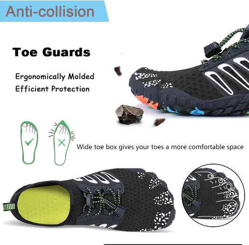 Vista 4 de MAYZERO Zapatos de agua para hombres y mujeres, zapatos de surf, playa, piscina, zapatos de punta ancha, senderismo, zapatos de agua, zapatillas