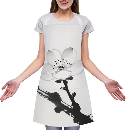 Vista 3 de MUSM Apron for Adults - 27.6 X 31.5 Inch, Heavy-Duty Polyester Aprons with Two Large Pockets, Waterproof Ink-wash Painting Scenery Kitchen Apron for