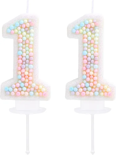 Vista 15 de Vela de Cumpleaños Número 0 Macarrón con Purpurina 3D Número 0 Vela Adorno para Pastel para Cumpleaños Boda Aniversario Fiesta Temática Dulce Pastel