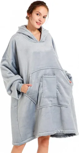 Vista 10 de REDESS Blanket Hoodie Sweatshirt, Wearable Blanket Oversized Sherpa with Sleeves and Giant Pocket, Cozy Hoodie for Adult Kids