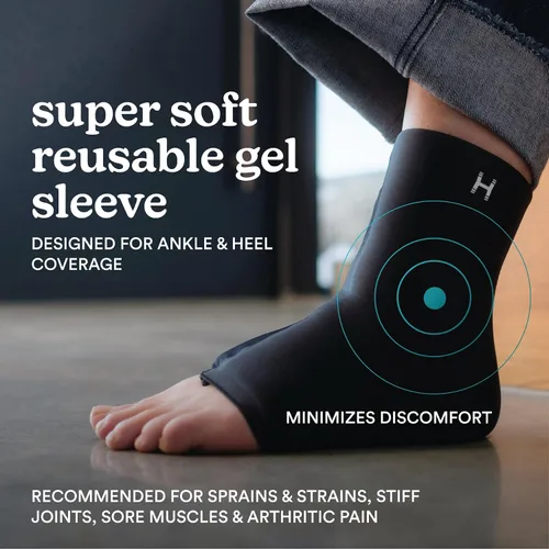 Vista 3 de Homedics Tobillera de gel para alivio de calor y frío, terapia de calor o hielo para tobillos y talones adoloridos, tela elástica suave al tacto