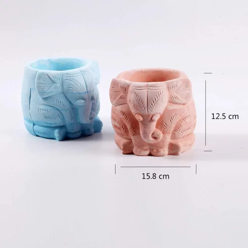 Vista 2 de Molde de silicona concreto 3D redondo con maceta animal que hace el molde