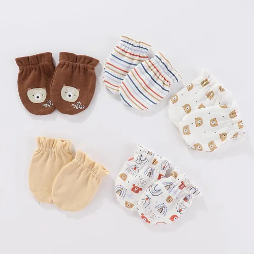 Vista 5 de Ruliby Conjunto de Gorros, Manoplas y Calcetines para Bebé de Algodón, Gorro Beanie Suave para Recién Nacidos, Gorros Guantes para Niñas y Niños 0-6