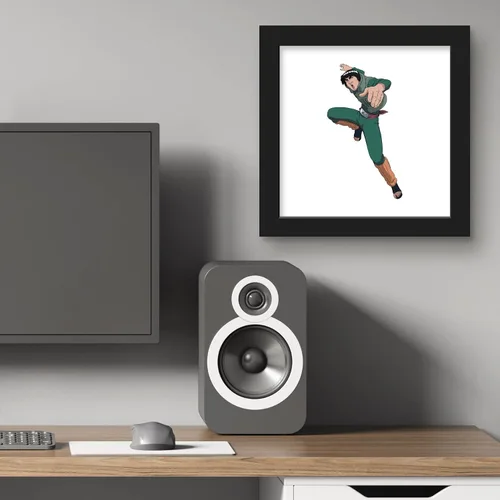Vista 6 de Trends International Gallery Pops Naruto Shippuden - Arte de pared de Might Guy, versión enmarcada negra, 12 x 12 pulgadas