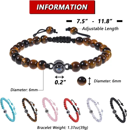 Vista 4 de ChiCoko Pulsera personalizada de proyección de fotos, pulsera personalizable con imagen en el interior para mujeres, hombres, familia, parejas