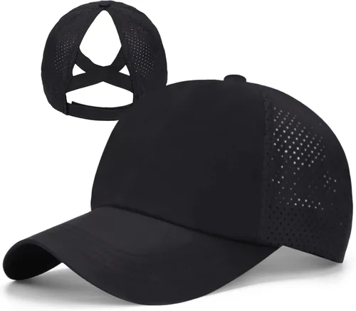 Vista 5 de New Upgraded Women Criss Cross Hat High Ponytail Baseball Caps Adjustable High Messy Bun Ponycap Trucker Hats