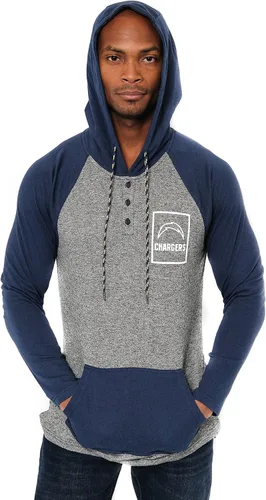 Vista 10 de Ultra Game - Sudadera con capucha de vellón para hombre con cuello Henley de la NFL Negro