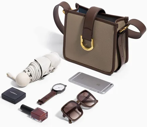 Vista 4 de FOXLOVER Bolsos pequeños de cuero para mujer y mujer, bolso cruzado de hombro, gris