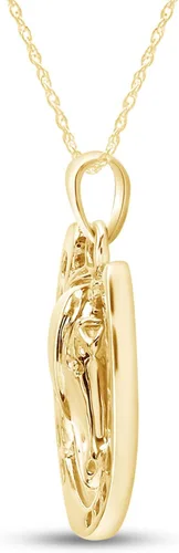Vista 2 de Collar con colgante de cara de caballo y herradura de oro de 14 quilates sobre plata esterlina