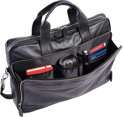 Vista 3 de KomalC Maletines de cuero de 16 pulgadas para computadora portátil, bolsas de mensajero para hombres y mujeres, mejor bolso de oficina