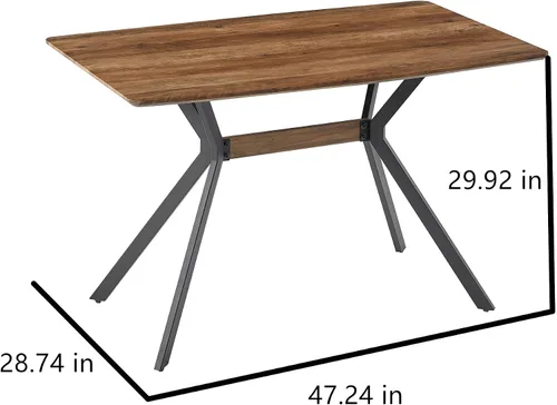 Vista 2 de Yogald - Mesa de comedor moderna de 47.27 pulgadas, mesa de comedor rectangular con patas de metal, ahorro de espacio para reuniones y comedor