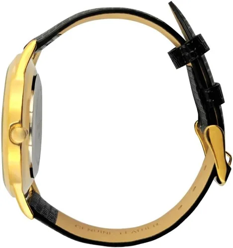 Vista 3 de Peugeot Reloj de esfera desnuda para hombre con correa de cuero negro, Oro, Classic