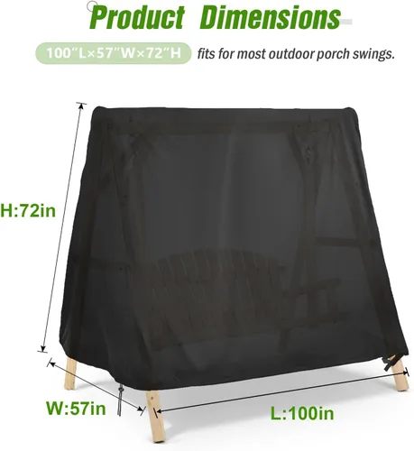 Vista 2 de Kasla Outdoor Swing Cover, Waterproof and Heavy-Duty Cover for Patio A Frame Swing Set & Porch Glider Hammock & Porch Swing Stand