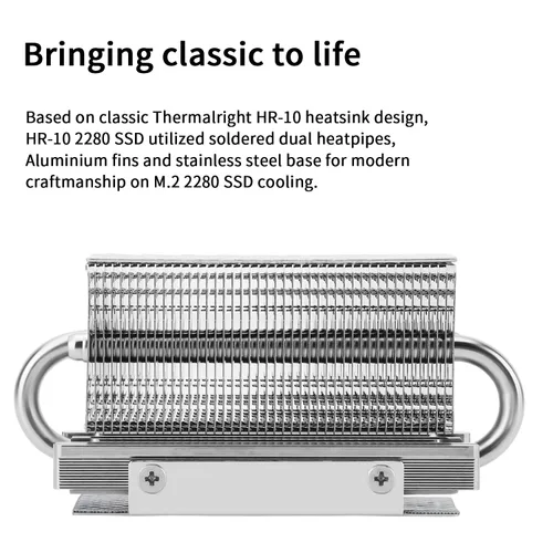 Vista 4 de Thermalright HR10 2280 SSD Enfriamiento disipador de calor, disipador de calor de doble cara, tubos de calor de 4 × 0.197 in, con almohadilla