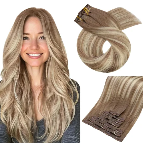 Vista 13 de Moresoo Genius - Extensiones de cabello humano real con clip, color negro azabache, invisibles, sin costuras, de trama de piel sintética