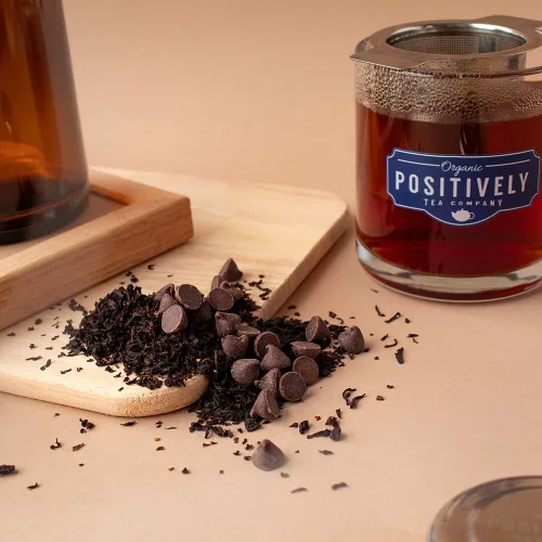 Vista 5 de Joy de coco y chocolate orgánico, bolsas de té de hojas sueltas, Positively Tea LLC. (453.5 g - 1 lb).