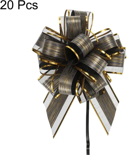 Vista 3 de MECCANIXITY 20 lazos grandes de organza de 7 pulgadas para envolver regalos, cintas de organza color negro para cestas de boda, regalos de fiesta