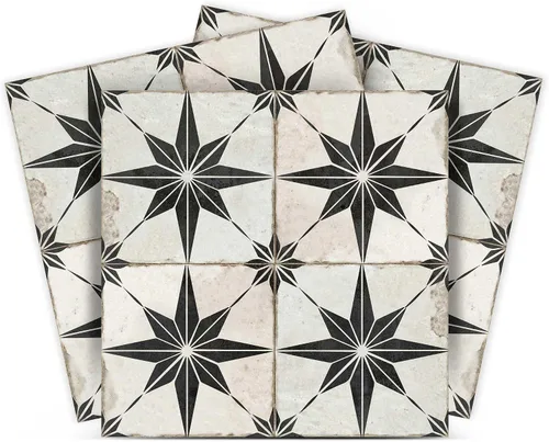 Vista 10 de Azulejos Autoadhesivos para Piso Vintage DIY Papel Tapiz Autoadhesivo Pegatinas de Azulejos (4X4, Turquesa Plata)