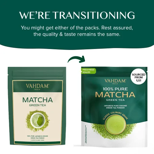 Vista 3 de VAHDAM, Té matcha japonés en polvo (50 tazas, 3.53 onzas) procedente de Japón Auténtico polvo de té verde matcha japonés Matcha culinaria