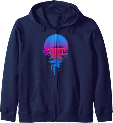 Vista 5 de Vintage Retro Sunset Minivan Zip Hoodie