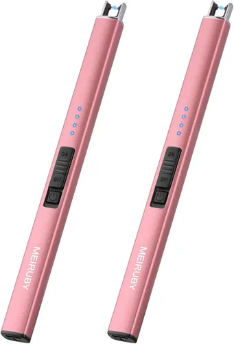 Vista 9 de MEIRUBY Encendedor eléctrico de velas largo electrónico, recargable por USB, arco, resistente al viento, encendedores sin llama para velas, camping
