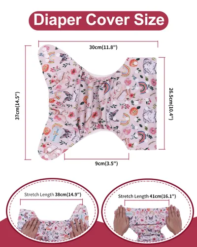 Vista 3 de babygoal - Juego de 6 fundas para pañales de tela con bolsa húmeda para pañales ajustables y predoblados con doble refuerzo, ajustables