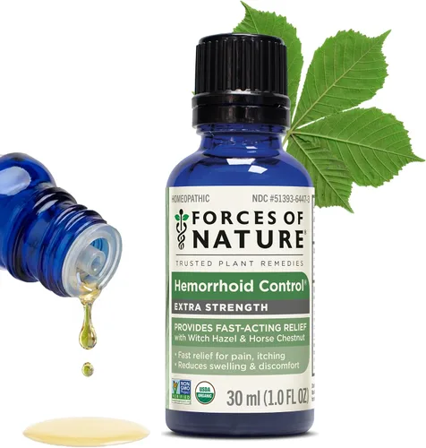 Vista 9 de Forces of Nature Control de Hemorroides de Fuerza Extra, Medicina Homeopática Orgánica con Hamamelis, Castaña de Indias y Aceites Esenciales