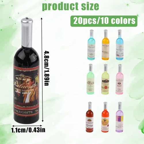 Vista 2 de 20 botellas en miniatura, lindas botellas de vino para casa de muñecas, para hacer mini comida y bebida, accesorios para decoración de casa