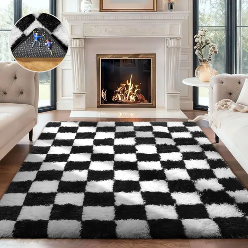 Vista 87 de Ophanie - Alfombras para sala de estar, antideslizante y suave, de felpa grandes y peludas para dormitorio, peludas para niños y niñas, decoración
