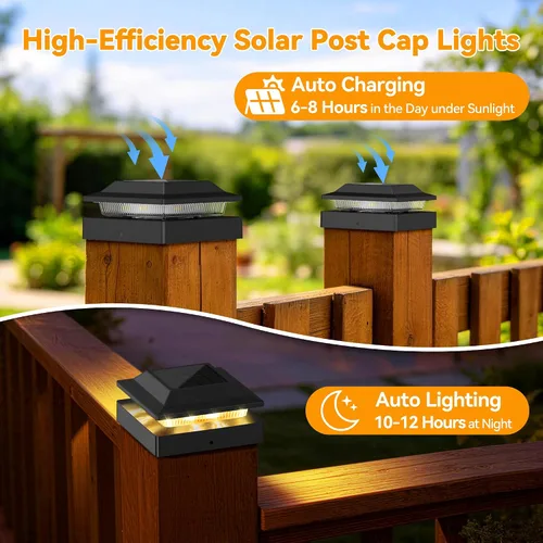 Vista 4 de Luces solares para postes de madera y vinilo de 4 x 4, paquete de 2 Negro puro