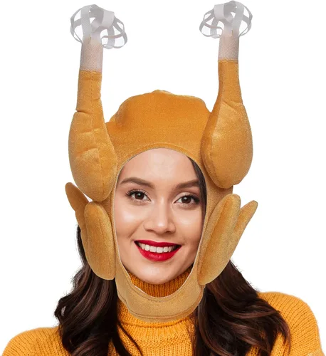 Vista 2 de Simply Genius Sombrero de pavo de cara completa (paquete de 10) máscara de sombrero de pavo humorística, día festivo de Acción de Gracias, regalos