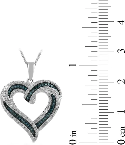 Vista 4 de Tienda Collection Collar con colgante de corazón de diamantes azules y blancos de plata esterlina (12 cttw), 18 pulgadas