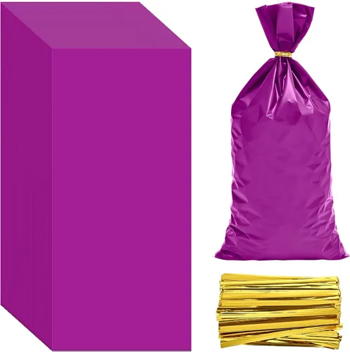 Vista 16 de Lecpeting 100 bolsas de celofán, bolsas de plástico para dulces con lazos giratorios para envoltura de regalo, cumpleaños, boda, baby shower