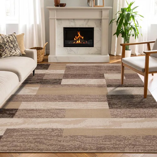 Vista 9 de Superior - Alfombra de pasillo, reverso de yute, moderna, geométrica, para dormitorio, oficina, sala de estar, entrada, suelo de madera dura