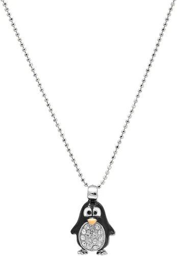 Vista 2 de Collar de pingüino negro con cuerpo redondo plateado, Latón