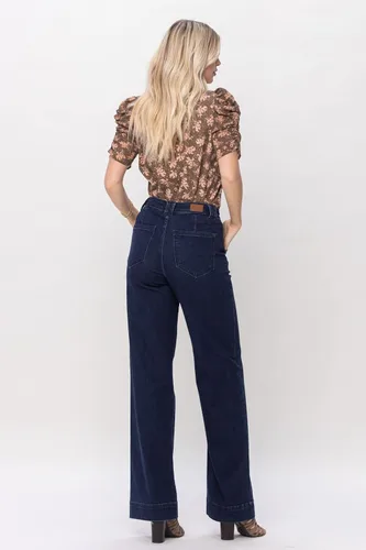 Vista 4 de Fiercely Bella Boutique' Pantalones de cintura alta con dobladillo ancho (estilo 82471)