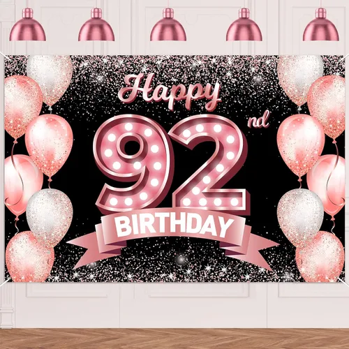 Vista 58 de Cartel de feliz cumpleaños décimo oro rosa, telón de fondo, saludos a 10 años, globos de confeti, decoración temática para niñas de 10 años